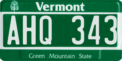 VT license plate AHQ343