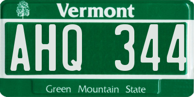 VT license plate AHQ344