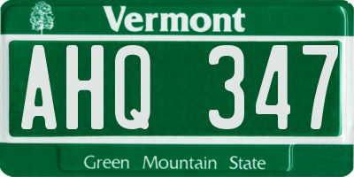 VT license plate AHQ347