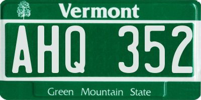 VT license plate AHQ352