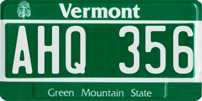 VT license plate AHQ356