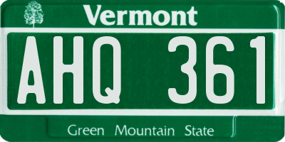 VT license plate AHQ361