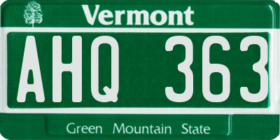 VT license plate AHQ363