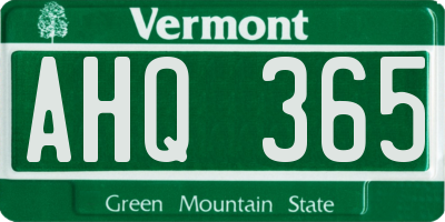 VT license plate AHQ365