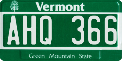 VT license plate AHQ366