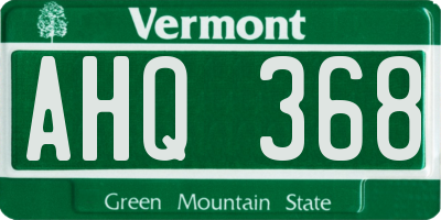 VT license plate AHQ368