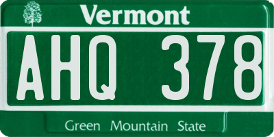 VT license plate AHQ378
