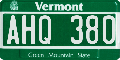 VT license plate AHQ380