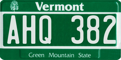 VT license plate AHQ382