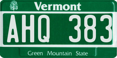 VT license plate AHQ383