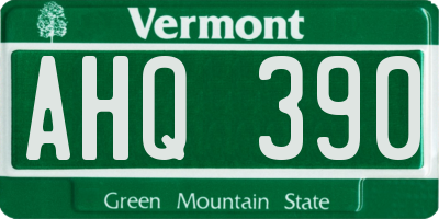 VT license plate AHQ390