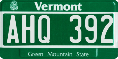 VT license plate AHQ392