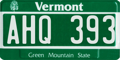 VT license plate AHQ393