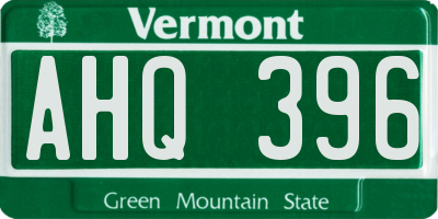 VT license plate AHQ396