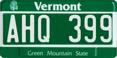 VT license plate AHQ399
