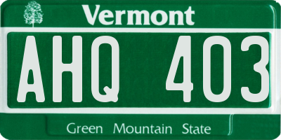 VT license plate AHQ403