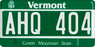 VT license plate AHQ404