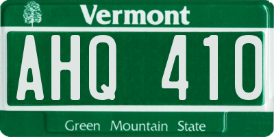 VT license plate AHQ410