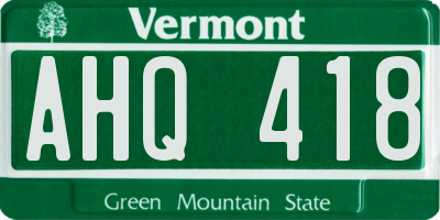 VT license plate AHQ418