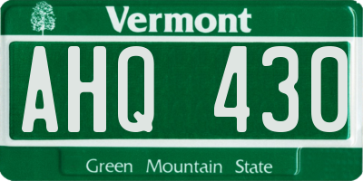 VT license plate AHQ430