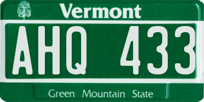 VT license plate AHQ433