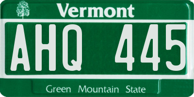 VT license plate AHQ445