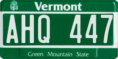 VT license plate AHQ447