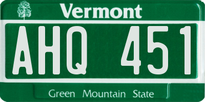 VT license plate AHQ451