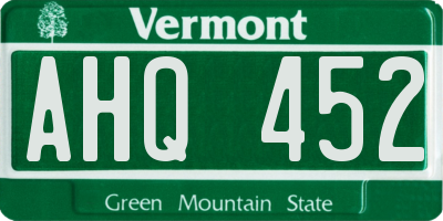 VT license plate AHQ452