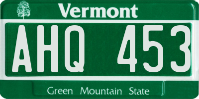 VT license plate AHQ453