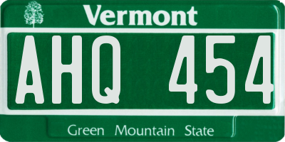 VT license plate AHQ454
