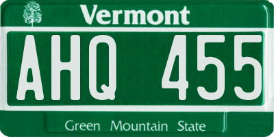VT license plate AHQ455