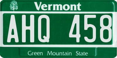 VT license plate AHQ458