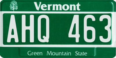 VT license plate AHQ463