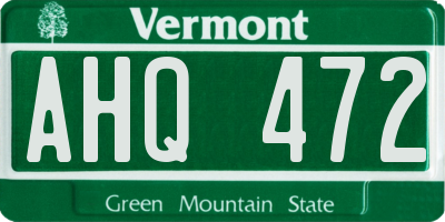 VT license plate AHQ472