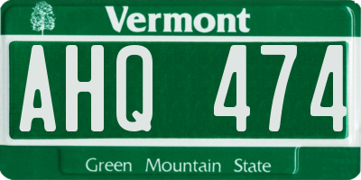 VT license plate AHQ474