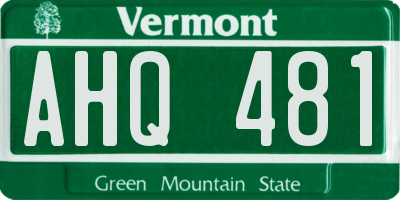 VT license plate AHQ481