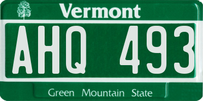 VT license plate AHQ493