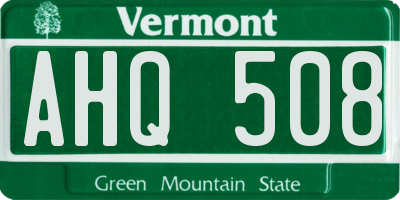 VT license plate AHQ508