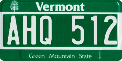 VT license plate AHQ512