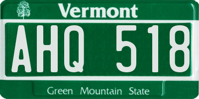 VT license plate AHQ518
