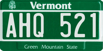 VT license plate AHQ521