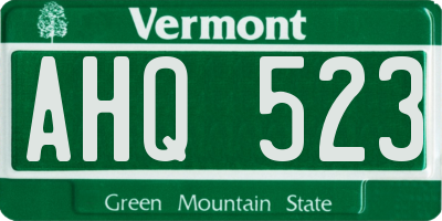 VT license plate AHQ523