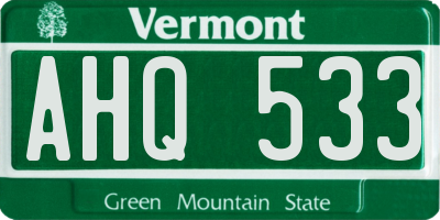 VT license plate AHQ533