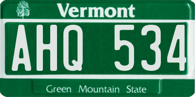 VT license plate AHQ534