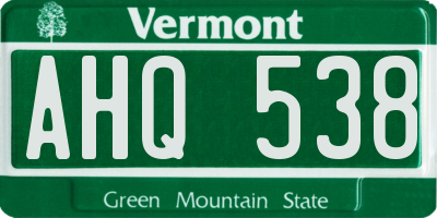 VT license plate AHQ538