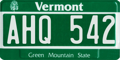 VT license plate AHQ542