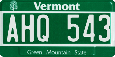 VT license plate AHQ543