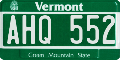 VT license plate AHQ552