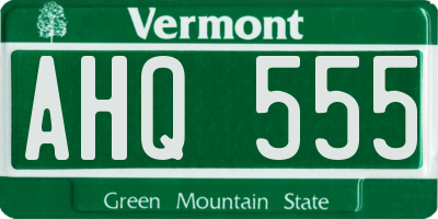 VT license plate AHQ555